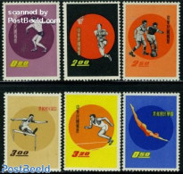 Taiwan 1960 Sports 6v, Mint NH, Sport - Athletics - Basketball - Football - Sport (other And Mixed) - Swimming - Leichtathletik