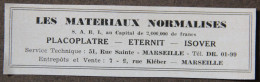Publicité : SARL Les Matériaux Normalisés, à Marseille, 1951 - Reclame