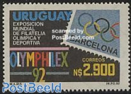 Uruguay 1992 Olymphilex 1v, Mint NH, Sport - Olympic Games - Stamps On Stamps - Sellos Sobre Sellos