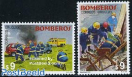 Uruguay 2000 Fire Corps 2v, Mint NH, Transport - Automobiles - Fire Fighters & Prevention - Voitures