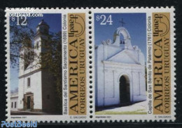 Uruguay 2001 UPAEP, Churches 2v [:], Mint NH, Religion - Churches, Temples, Mosques, Synagogues - U.P.A.E. - Kirchen U. Kathedralen