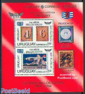Uruguay 1993 FISA Exposition S/s, Mint NH, Transport - Stamps On Stamps - Aircraft & Aviation - Postzegels Op Postzegels