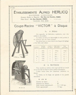 Page  Publicitaire  AGRICOLE AGRICULTURE  Coupe-racine HERLICQ   Mache-paille Concasseur De Grains - Advertising