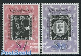Saint Vincent & The Grenadines 1990 Stamp World London 2v, Mint NH, Stamps On Stamps - Postzegels Op Postzegels
