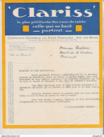 Fixe Lettre En-tête Clariss Eau De Table Aix Les Bains 5 Mars 1930 - Alimentos