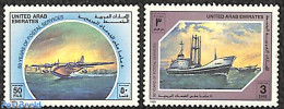 United Arab Emirates 1989 Postal Service 2v, Mint NH, Transport - Post - Ships And Boats - Poste