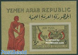Yemen, Arab Republic 1968 Red Cross S/s, Gold, Mint NH, Health - Various - Red Cross - Maps - Croix-Rouge
