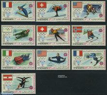 Yemen, Kingdom 1968 Olympic Winter Games, Flags 10v, Mint NH, History - Sport - Flags - Olympic Winter Games - Skating.. - Skiing