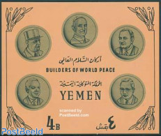 Yemen, Kingdom 1966 Famous Persons S/s, Mint NH, History - Religion - Germans - Politicians - Pope - Päpste