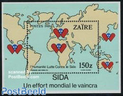 Congo Dem. Republic, (zaire) 1990 Anti AIDS S/s, Mint NH, Health - Various - AIDS - Health - Maps - Malattie