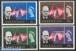 Ascension 1966 Sir Winston Churchill 4v, Unused (hinged), History - Transport - Churchill - Fire Fighters & Prevention - Sir Winston Churchill
