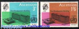 Ascension 1966 WHO New Headquarters 2v, Mint NH, Health - Health - Ascensione