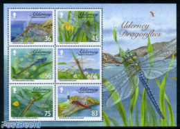 Alderney 2010 Dragonflies S/s, Mint NH, Nature - Various - Flowers & Plants - Insects - Lighthouses & Safety At Sea - Faros