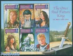 Alderney 2006 The Once And Future King 6v M/s, Mint NH, History - Knights - Art - Authors - Escritores