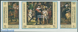 Aden 1967 Rembrandt 3v [::] Imperforated, Mint NH, Performance Art - Music - Art - Paintings - Rembrandt - Musik