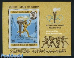 Aden 1967 Seiyun, Olympic Games S/s, Mint NH, Sport - Various - Olympic Games - Maps - Géographie