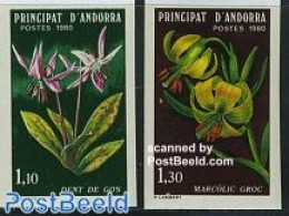 Andorra, French Post 1980 Flowers 2v Imperforated, Mint NH, Nature - Flowers & Plants - Nuovi