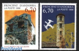 Andorra, French Post 1996 Roman Chapels 2v, Mint NH, Religion - Churches, Temples, Mosques, Synagogues - Ongebruikt