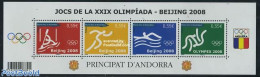 Andorra, French Post 2008 Beijing Olympics 4v M/s, Mint NH, Sport - Judo - Kayaks & Rowing - Olympic Games - Swimming - Unused Stamps