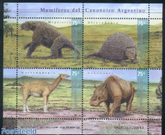 Argentina 2001 Prehistoric Animals 4v M/s, Mint NH, Nature - Prehistoric Animals - Unused Stamps
