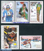 Congo Republic 1980 Olympic Winter Games Lake Placid 5v, Mint NH, Sport - Olympic Winter Games - Skiing - Skiing