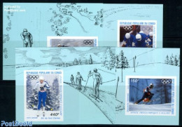Congo Republic 1986 Winter Olympic Games 4 S/s, Mint NH, Sport - (Bob) Sleigh Sports - Olympic Winter Games - Skiing - Wintersport (Sonstige)