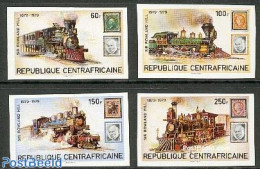 Central Africa 1979 Sir Rowland Hill 4v Imperforated, Mint NH, Transport - Sir Rowland Hill - Stamps On Stamps - Railw.. - Rowland Hill