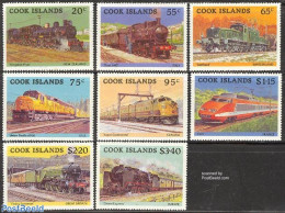 Cook Islands 1985 Famous Trains 8v, Mint NH, Transport - Railways - Trains