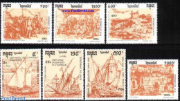 Cambodia 1991 Discovery Of America 7v, Mint NH, History - Transport - Explorers - Ships And Boats - Esploratori