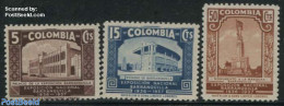 Colombia 1937 Industrial Exposition 3v, Unused (hinged), Sport - Various - Sport (other And Mixed) - Industry - Usines & Industries