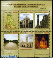 Colombia 2010 Santander Department Centenary 6v M/s, Mint NH, History - Religion - Various - Geology - Churches, Templ.. - Churches & Cathedrals