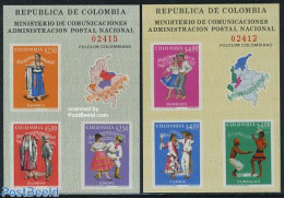 Colombia 1971 Costumes, Music 2 S/s, Mint NH, Performance Art - Various - Music - Costumes - Muziek