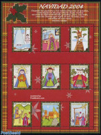 Colombia 2004 Christmas 9v M/s, Mint NH, Religion - Christmas - Art - Children Drawings - Kerstmis