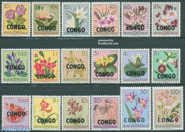 Congo (Kinshasa) 1960 Overprints 18v, Mint NH, Nature - Flowers & Plants - Autres & Non Classés