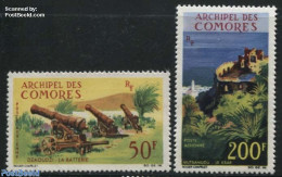 Comoros 1966 Landscapes 2v, Unused (hinged), Various - Weapons - Art - Castles & Fortifications - Unclassified