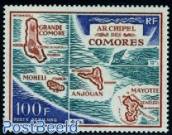 Comoros 1971 Map 1v, Mint NH, Various - Maps - Geographie