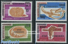 Comoros 1975 Handicrafts Overprints 4v, Mint NH, Art - Handicrafts - Comores (1975-...)