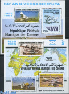 Comoros 1985 50 Years UTA 2 S/s, Mint NH, Transport - Aircraft & Aviation - Vliegtuigen