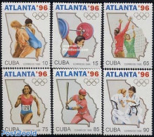 Cuba 1995 Olympic Games Atlanta 6v, Mint NH, Sport - Athletics - Baseball - Judo - Olympic Games - Volleyball - Weight.. - Unused Stamps
