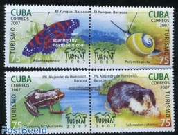 Cuba 2007 Tourism, Animals 4v (2x[:]), Mint NH, Nature - Various - Animals (others & Mixed) - Butterflies - Frogs & To.. - Ongebruikt