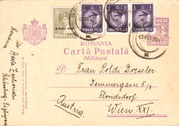 ROMANIA : CARTE POSTALA MILITARA / CARTE POSTALE MILITAIRE / MILITARY POSTCARD : SIGHISOARA -> WIEN ~ 1930 - '31 (an739) - Postal Stationery
