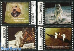 Dominica 1989 Moonlanding 4v, Mint NH, Transport - Space Exploration - Dominicaanse Republiek
