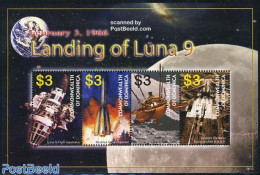 Dominica 2006 Landing Of Luna 9 4v M/s, Mint NH, Transport - Space Exploration - Repubblica Domenicana