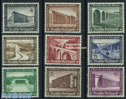 Germany, Empire 1936 Modern Architecture 9v, Mint NH, Art - Bridges And Tunnels - Modern Architecture - Neufs
