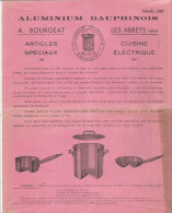 Page  Publicitaire  CUISINE   Ustensil Cuisine ALUMINIUM DAUPHINOIS LES ABRETS 1933 - Advertising