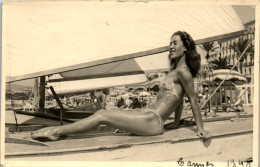 CP Carte Photo D'époque Photographie Vintage Plage Maillot De Bain Femme Pin Up - Zonder Classificatie