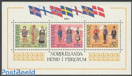 Faroe Islands 1983 Nordic House S/s, Mint NH, History - Various - Europa Hang-on Issues - Flags - Costumes - Europäischer Gedanke