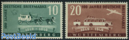 Germany, French Zone 1949 Wurttemberg, Stamp Centenary 2v, Mint NH, Transport - 100 Years Stamps - Automobiles - Coaches - Voitures