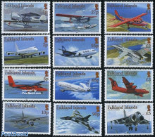 Falkland Islands 2008 Aircraft 12v, Mint NH, Transport - Aircraft & Aviation - Vliegtuigen