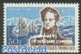 French Antarctic Territory 1968 Dumont DUrville 1v, Mint NH, History - Transport - Various - Explorers - Ships And Boa.. - Nuovi